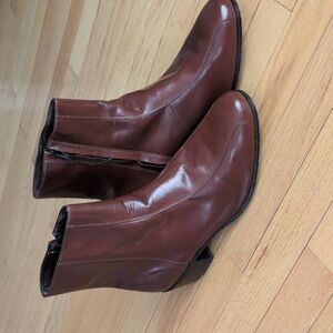 Florisheim Brown Leather Zip Up Ankle Boots 12 Wide